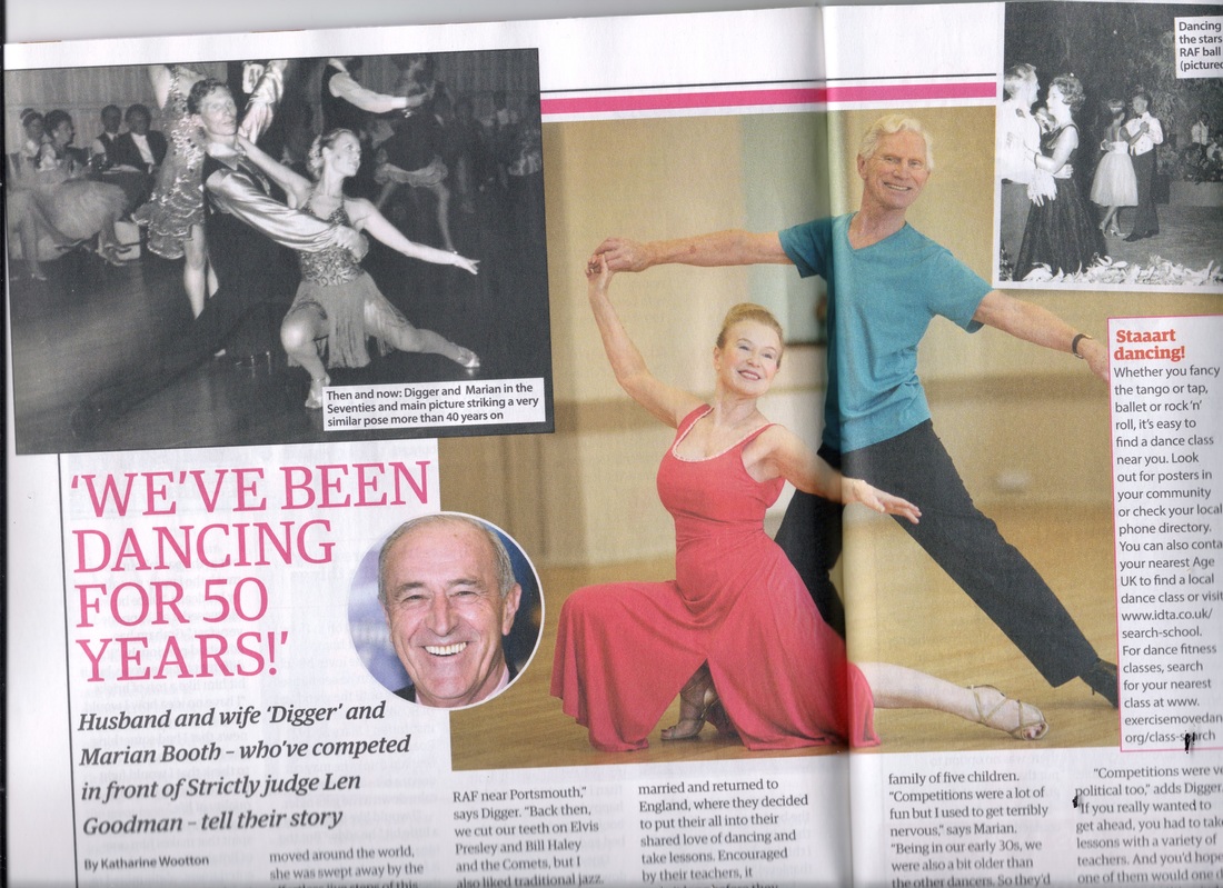 Yours' magazine article from 10th May 2016, showing Marian and Digger dancing over the years